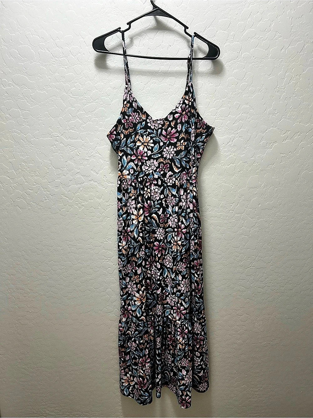 Emily Daniels Floral Maxi Dress in Black & Pink Size XL Like New